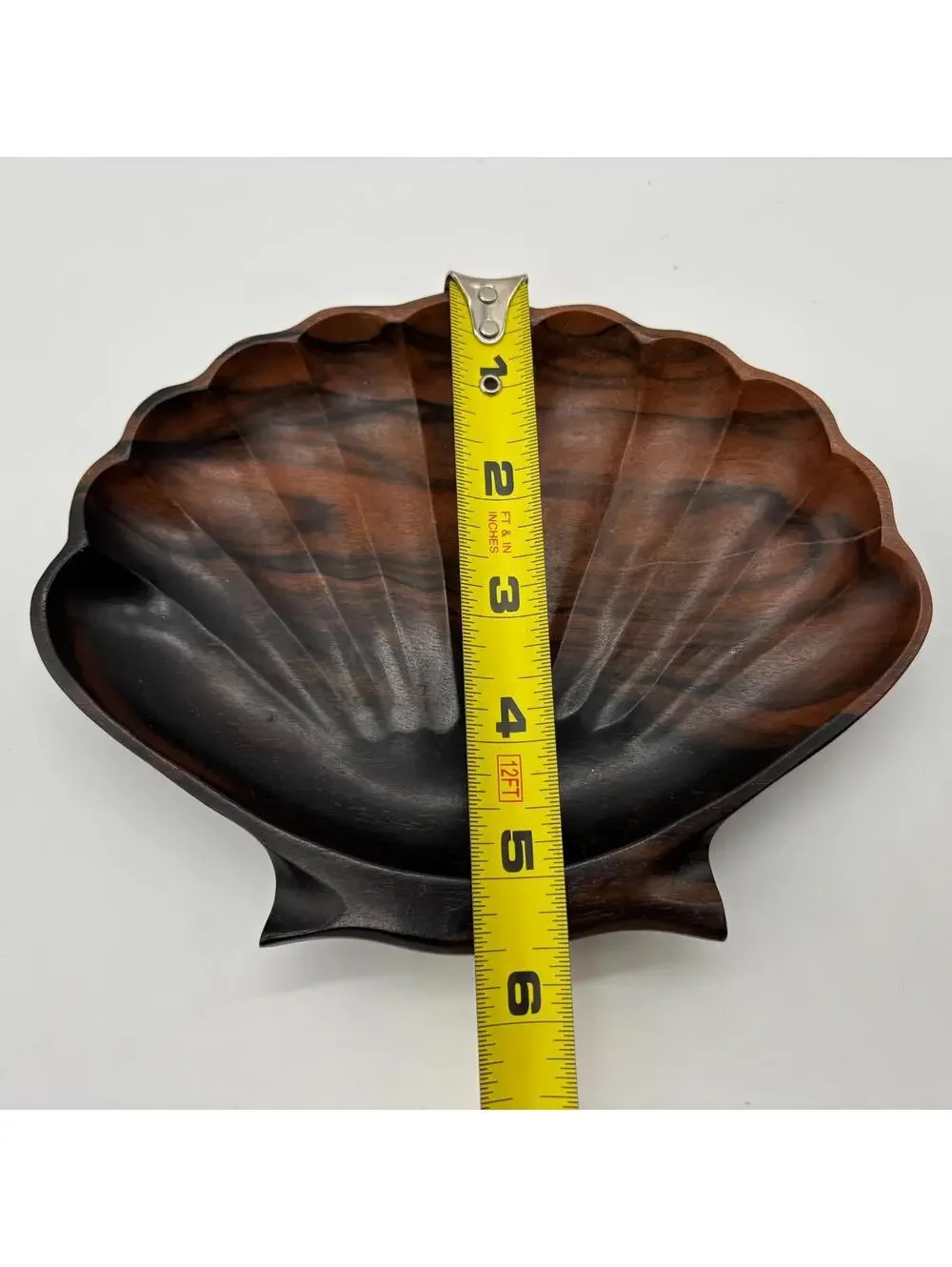 VTG Teak Shell Trinket Dish Tray MCM Cottage Core Coastal Marine Sea Ocean Beach